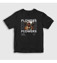 Presmono Unisex Çocuk Siyah Flowers V2 Miley Cyrus T-Shirt 400687tt
