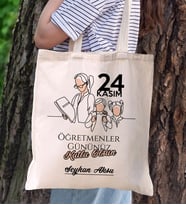 BK Gift Kişiye Özel Öğretmenler Günü Tasarımlı Kanvas Bez Çanta- 17, Öğretmene Hediye, Öğretmenler Günü