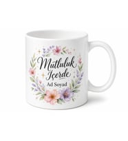 Mutluluk İçerde Yazılı Baskılı Kupa Bardak Hediye Porselen Mug