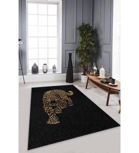 Gold Leopar Kaymaz Tabanlı Makinede Yıkanabilir Halı RV365 - 100 x 160 cm