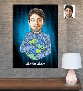 Kişiye Özel Karikatür Baskılı Ahşap Tablo Kahraman Doktor-1 30x40