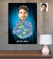 Kişiye Özel Karikatür Baskılı Ahşap Tablo Kahraman Doktor-1 30x40