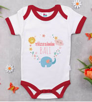 BK Kids Tiizesinin Balı Tasarımlı Kırmızı Bebek Body Zıbın-1