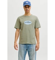 Jack & Jones JORCATSKILLS Front Baskılı Erkek Tişört  Bisiklet Yaka  Kısa Kollu (Açık Yeşil)