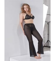 Arias Closet Siyah Transparan Göğüs İp Detaylı Fantezi Sütyen Pijama Takımı