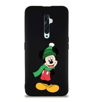 Oppo Reno 2Z Soft Premier Kapak Mickey Mouse-G Tasarımlı Silikon Kılıf - Siyah (Şeffaf)