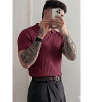 Premium Fitilli Triko Polo Yaka Erkek Old Money T-Shirt