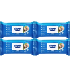 Canped Hasta Vücut Perine Temizleme Islak Mendil Havlu 48 Yaprak XL (4 Lü Set) Plastik Kapaklı