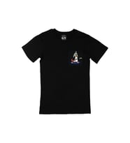 Şapkalı Gitarcı Rocker Penguen Cep Logo Tasarımlı Siyah Tişört