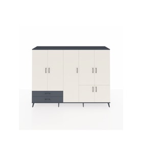Hyperion Dolap 12 Raflı 2 Çekmeceli 7 Kapaklı 220x44x163 Antrasit-Aytaşı/Antrasit