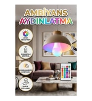 Kumandalı RGB LED Ampul E27 Duy Renk Değiştiren Ambiyans Aydınlatma
