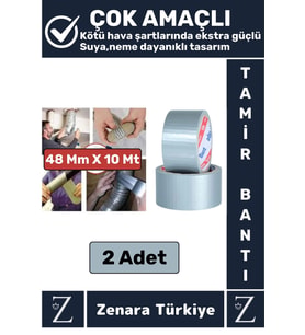 Ultra Güçlü Suya Neme Dayanıklı Çok Amaçlı Onarım Tamir İzolasyon Bantı Gri 48 Mm x 10 Metre 2 Adet