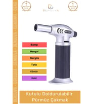 #PürmüzÇakmak 1300 Derece Profesyonel Alevli Mutfak Tipi Kamp Şef Kutulu Doldurulabilir Pürmüz Çakma