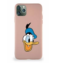 Apple iPhone 11 Pro Max Soft Premier Kapak Donald Duck-A Tasarımlı Silikon Kılıf - Pudra (Şeffaf)