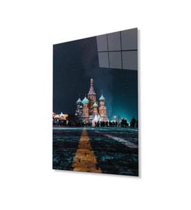 Moskova Cam Tablo 4mm Dayanıklı Temperli Cam, Moscow Glass Wall Decor (Çok Renkli)