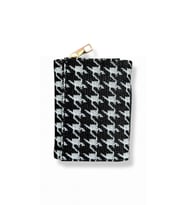 Fermuarlı Houndstooth Desenli Cüzdan, Siyah Beyaz, İç Bölmeli, Kartlık (Siyah - Beyaz)