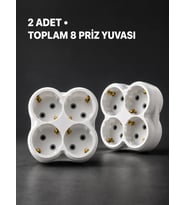 Duvar Tipi 4 Çıkışlı Priz Çoğaltıcı Kablosuz Kompakt Tasarım 2 Adet