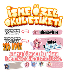 Okul Etiketi Kalem Defter Etiketi İsme Özel Etiket SET10