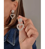 Kalp Love Aşk Sallantılı Model Gümüş ve Altın Kaplama Küpe (Gümüş)