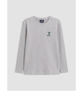 LCW Kids Gri Nakışlı Erkek Çocuk Pijama Üst