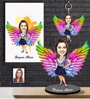 Kişiye Özel Melek Anne Karikatürlü 3 lü Hediye Seti  Model-3