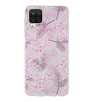 Samsung Galaxy A12 Uyumlu Kapak Floral Pudra Tasarımlı Şeffaf Silikon Kılıf