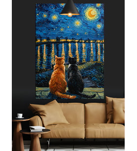 Vincent Van Gogh Yıldızlı Gece Resmi Dekoratif Kanvas - Mdf Ahşap Tablo