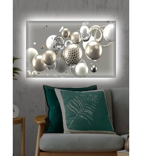 Led Işıklı 3d Dekoratif Tablo Beyaz Çiçek