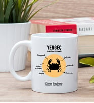 Kişiye Özel Yengeç Burcuna Hediye Beyaz Kupa Bardak