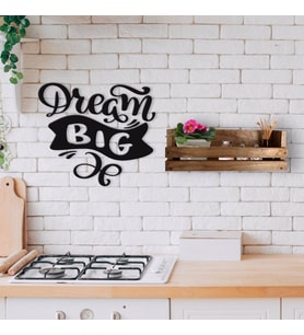 BK Home Dekoratif Doğal Ahşap Raf ve Büyük Düşün Duvar Süsü-1 (Beyaz)