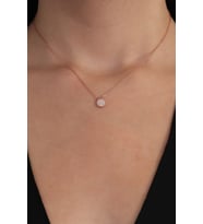 925 Ayar Gümüş Zincirli Rose Kaplama Zirkon Taşlı Güneş Model Kolye