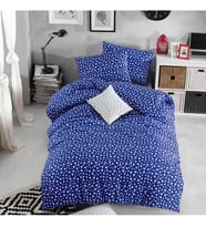 Tek Kişilik Lastiksiz Lacivert Yıldız Desenli Pamuklu Ranforce Nevresim Takımı - 160x220
