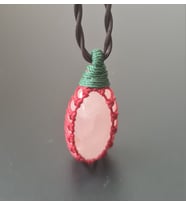 Pembe Kuvars Doğaltaş İpli Kolye (Pbip)