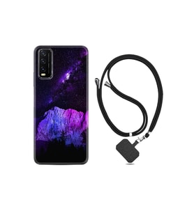 Vivo Y20 Kılıf Silikon Desen Boyun Askılı Purple Mountain 1640
