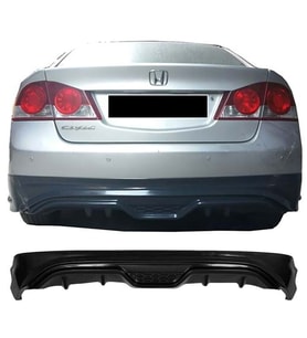 Honda Civic FD6 Custom Arka Ek Difüzör Siyah Plastik Çıkışsız 2006-2011 Arka-difizör-bodykit-ek