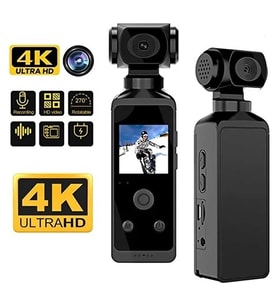 4k Ultra Hd Aksiyon Kamerası 270° Geniş Açı Döner Klips Su Geçirmez Kılıf Wifi Kamera