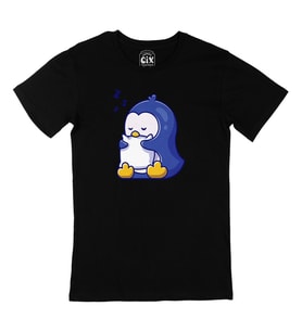 Uykucu Penguen Siyah Tişört