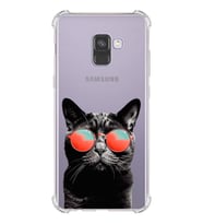 PrintiFy Samsung Galaxy A8 Plus 2018 Kedi 3 Baskılı Şeffaf Köşe Korumalı Antişok Kılıf