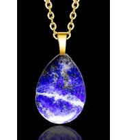 Sertifikalı 24k Altın Kaplama Damla Kesim Lapis Lazuli Taşı Kolye (Çok Renkli)