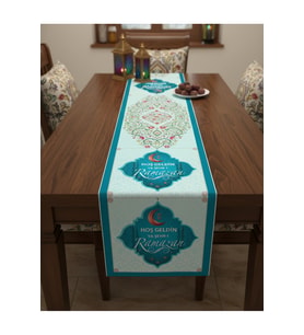 Ramazan Ayı Motifli Dijital Baskılı Runner Masa Örtüsü 40x140 cm