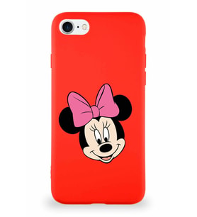 Apple iPhone 8 Soft Premier Kapak Minnie Mouse-C Tasarımlı Silikon Kılıf - Kırmızı (Şeffaf)
