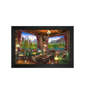 Manzara Temalı Kanvas Tablo 50 x 70 cm Siyah Çerçeve