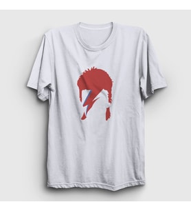 Presmono Unisex Beyaz Lightning Yıldırım David Bowie T-Shirt 301980tt