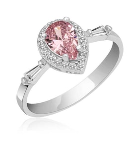 Gümüş Pembe Damla Taşlı Kadın Yüzük SL4701
