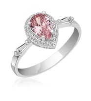 Gümüş Pembe Damla Taşlı Kadın Yüzük SL4701