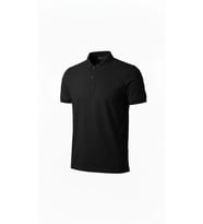 Erkek Pike Kumaş Düğmeli Yaka Regular Fit Günlük Kısa Kol Tişört T-shirt - Siyah