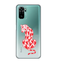 Redmi Note 10/Note 10S Uyumlu Çita ve Kalp Desenli Şeffaf Telefon Kılıfı