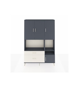 Arges Dolap 7 Raflı 2 Çekmeceli 4 Kapaklı 132x30x195 Antrasit-Antrasit/Aytaşı