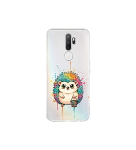 Oppo A9 2020 ile Uyumlu Splash Kirpi Tasarımlı Şeffaf Silikon Kılıf