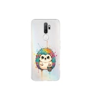 Oppo A9 2020 ile Uyumlu Splash Kirpi Tasarımlı Şeffaf Silikon Kılıf